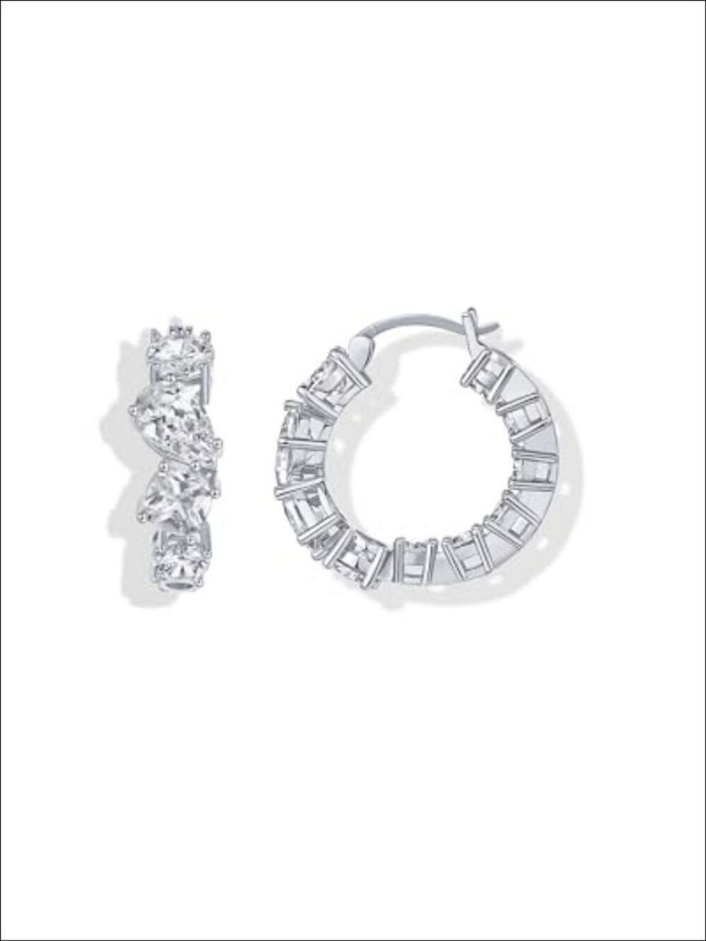 14K Gold Plated Hoop Earrings Cubic Zirconia Bridal Wedding Jewelry